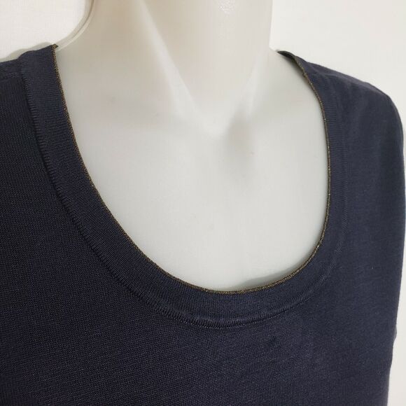 Doncaster Collection Womens Top Medium Sleeveless Silk Scoop Neck Tank Metallic - Picture 3 of 9